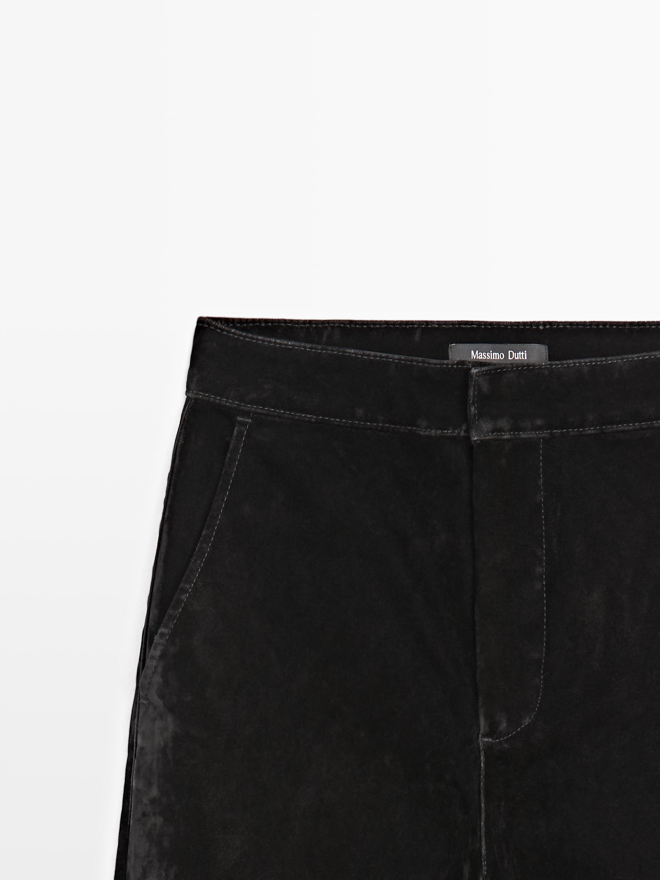 Flare fit high-waist flocked jeans